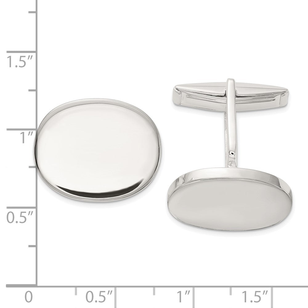 Sterlingsilber Poliert Oval Manschette Knöpfe