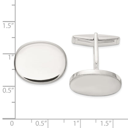 Sterlingsilber Poliert Oval Manschette Knöpfe