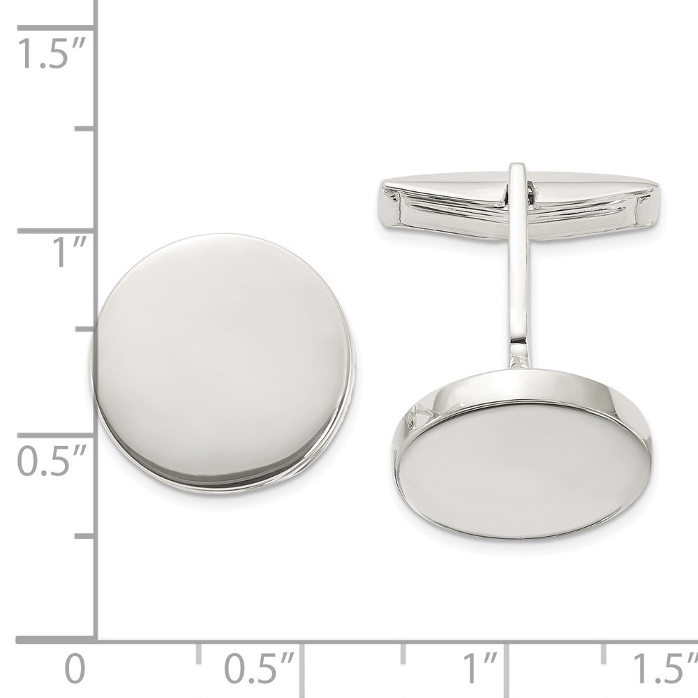 Sterlingsilber Poliert Rund Manschette Knöpfe