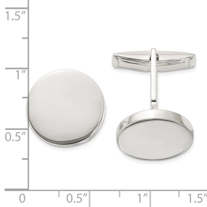 Sterlingsilber Poliert Rund Manschette Knöpfe