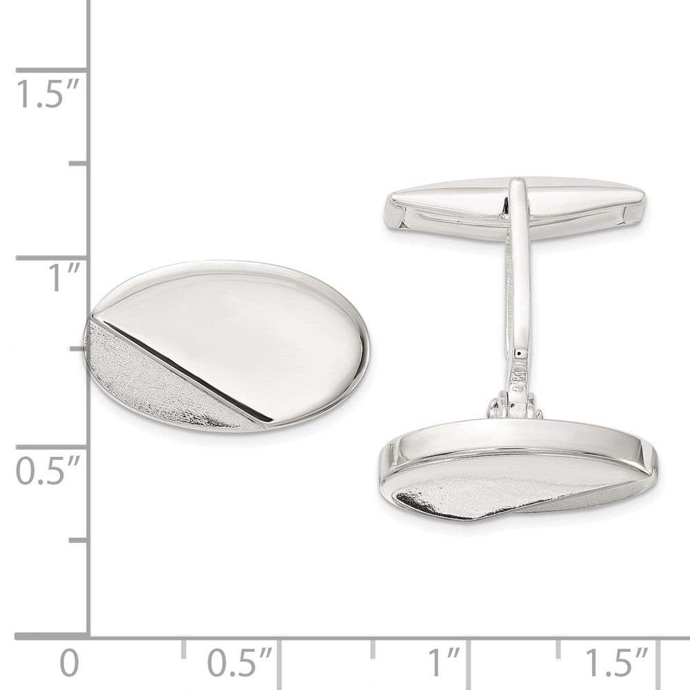 Sterlingsilber Poliert und Strukturiert Oval Manschette Knöpfe