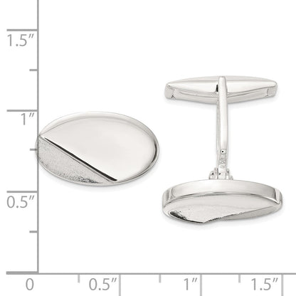 Sterlingsilber Poliert und Strukturiert Oval Manschette Knöpfe