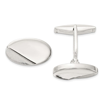 Sterlingsilber Poliert und Strukturiert Oval Manschette Knöpfe