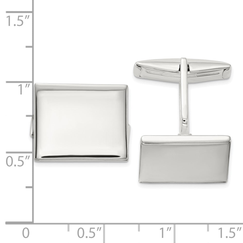 Sterlingsilber Poliert Rechteck Manschette Knöpfe