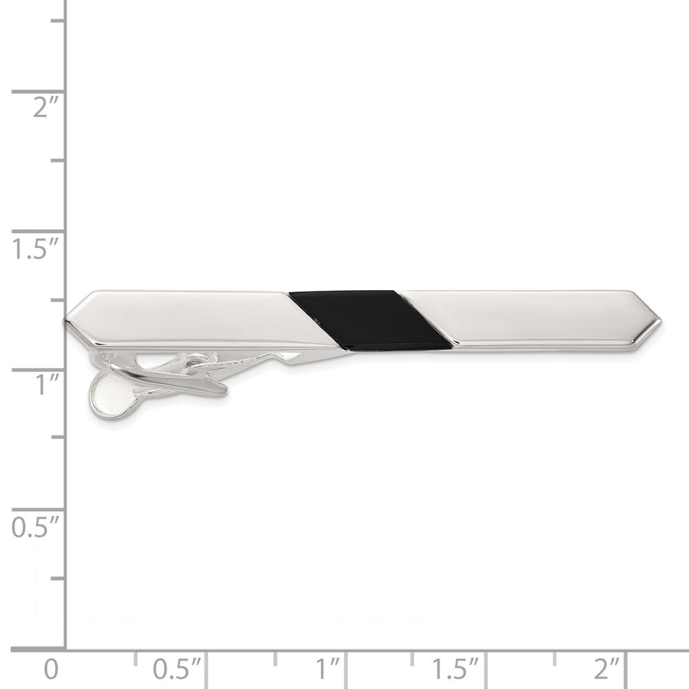 Sterlingsilber Poliert Onyx Krawatten Stab