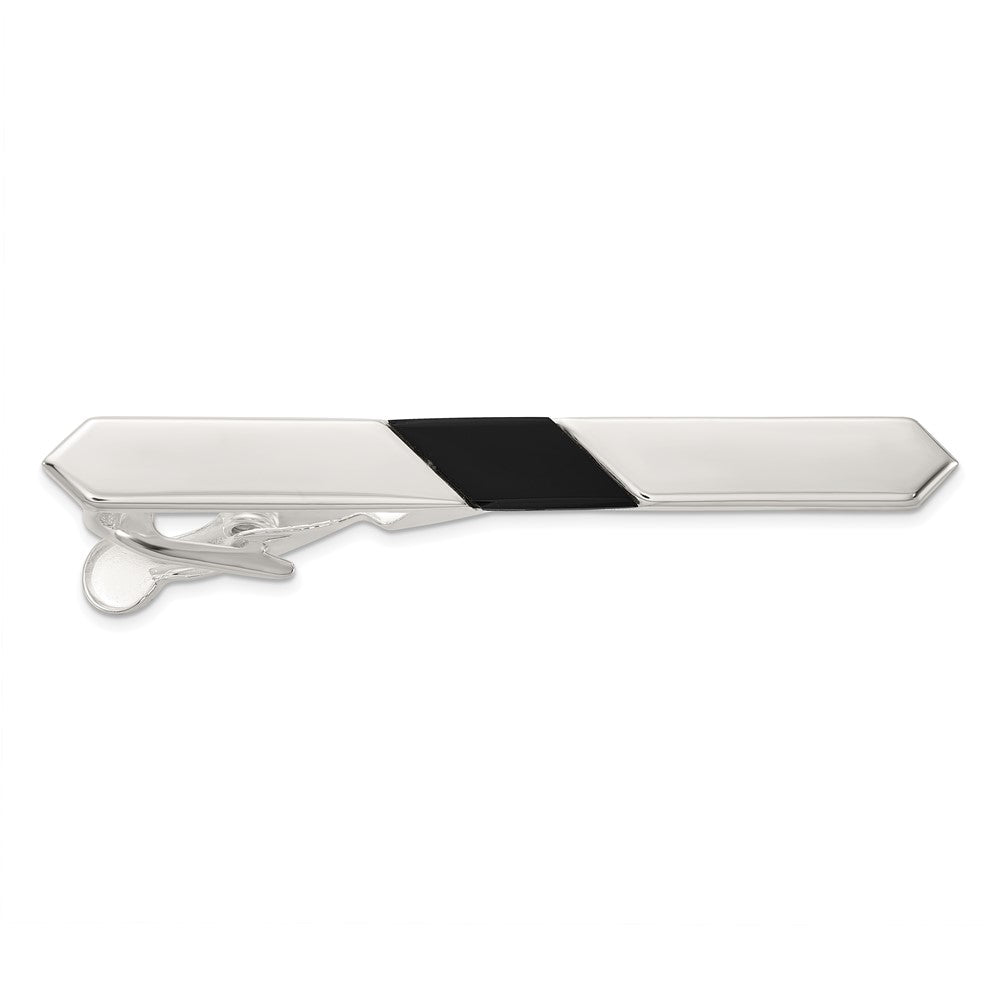 Sterlingsilber Poliert Onyx Krawatten Stab