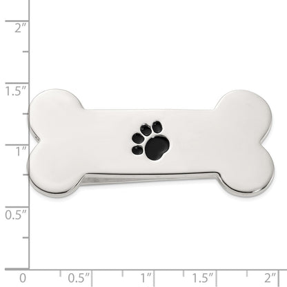 Sterlingsilber Hund Bone mit Emaille Paw Druck Geldklammer