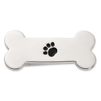 Sterlingsilber Hund Bone mit Emaille Paw Druck Geldklammer