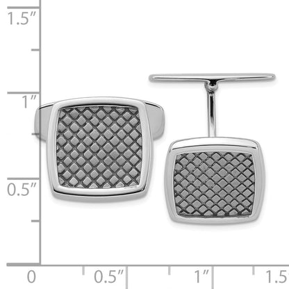 Sterlingsilber Rhodium&rutheniumbeschichtet Checkered Manschette Knöpfe