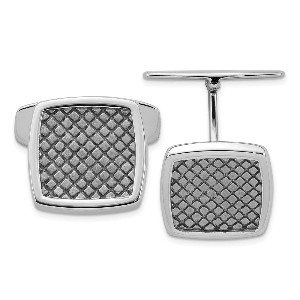 Sterlingsilber Rhodium&rutheniumbeschichtet Checkered Manschette Knöpfe