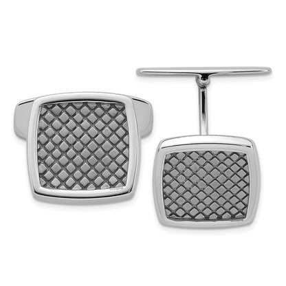 Sterlingsilber Rhodium&rutheniumbeschichtet Checkered Manschette Knöpfe