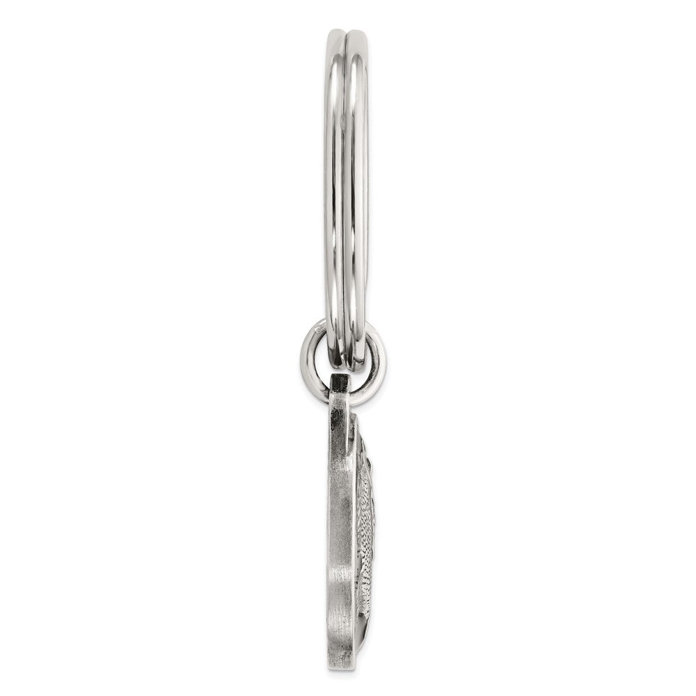 Sterlingsilber Rhodiniert Schwarz Epoxid Barsch Fisch Keychain