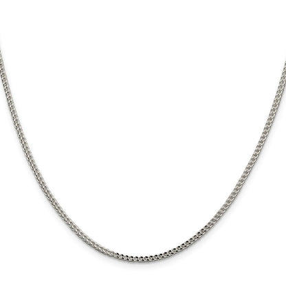 Sterlingsilber 2mm Diamantiert Quadratisch Franco Halskette
