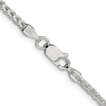 Sterlingsilber 2.55mm Diamantiert Quadratisch Franco Halskette