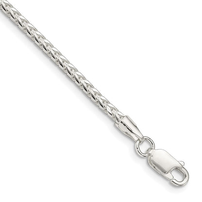 Sterlingsilber 2.55mm Diamantiert Quadratisch Franco Gliederarmband