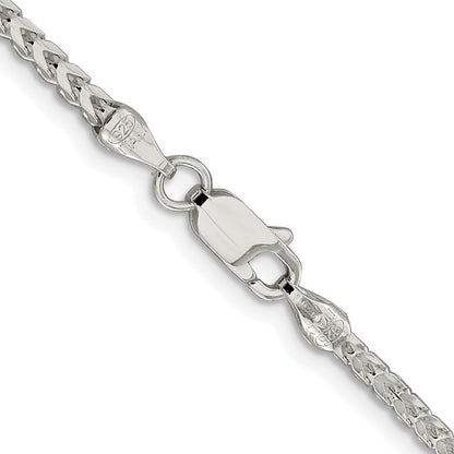 Sterlingsilber Rhodiniert 2.55mm Diamantiert Quadratisch Franco Kette