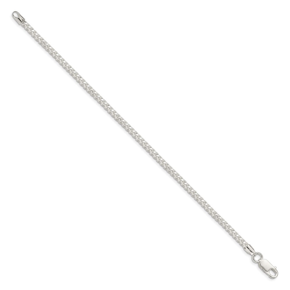 Sterlingsilber 3.1mm Diamantiert Quadratisch Franco Gliederarmband