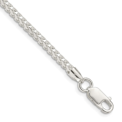 Sterlingsilber 3.1mm Diamantiert Quadratisch Franco Gliederarmband