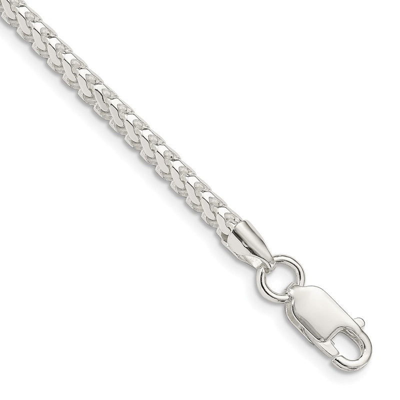 Sterlingsilber 3.1mm Diamantiert Quadratisch Franco Gliederarmband