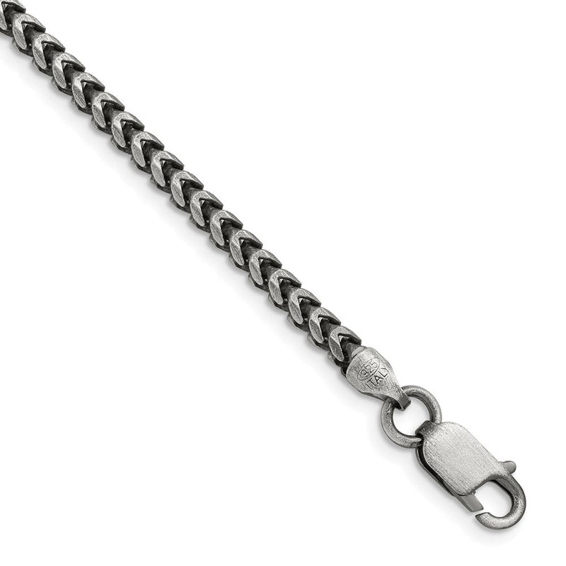 Sterlingsilber Antikisiert 3.1mm Diamantiert Quadratisch Franco Kette