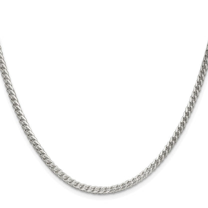 Sterlingsilber Rhodiniert 3mm Diamantiert Quadratisch Franco Kette