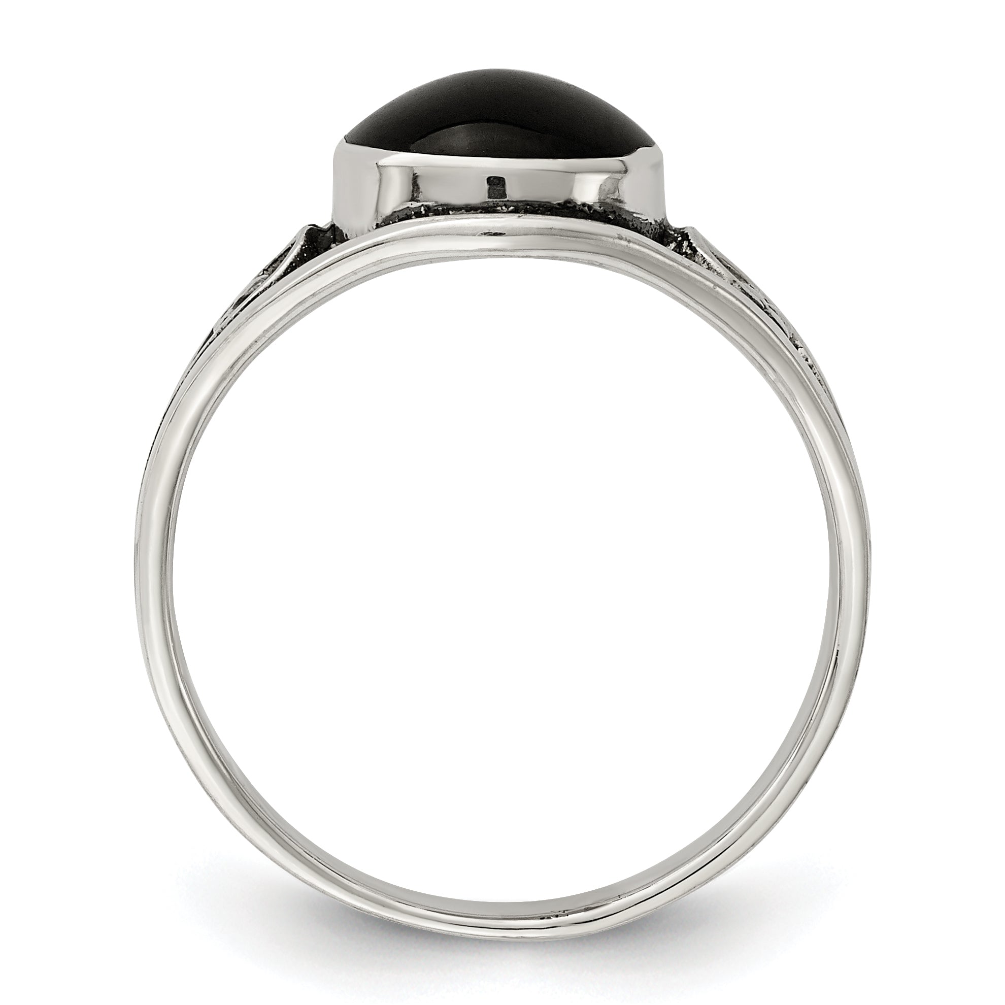 Sterlingsilber Antikisiert Schwarz Achat Ring