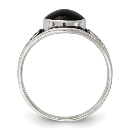 Sterlingsilber Antikisiert Schwarz Achat Ring
