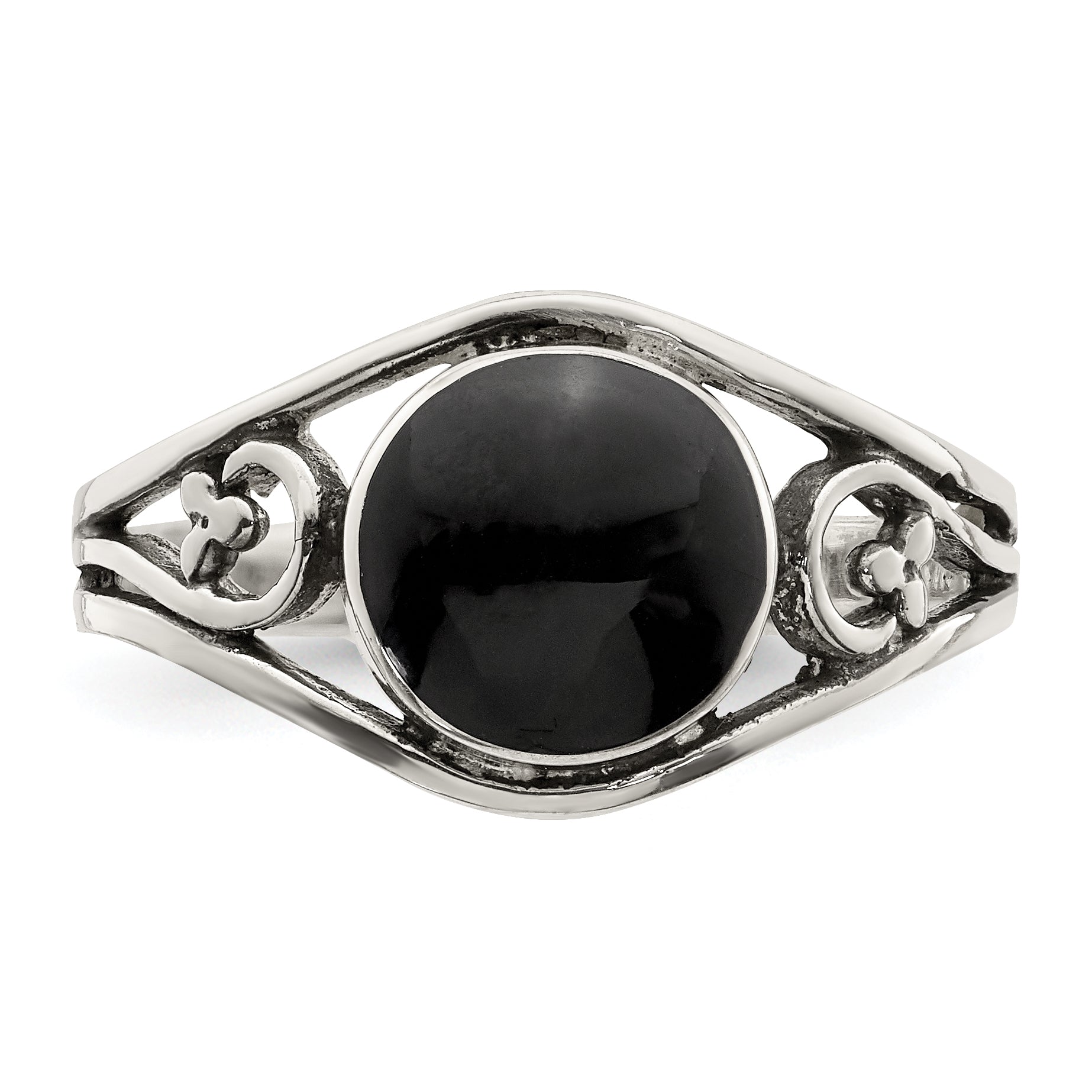 Sterlingsilber Antikisiert Schwarz Achat Ring