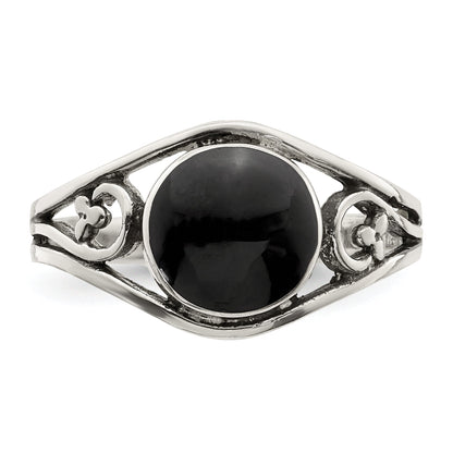 Sterlingsilber Antikisiert Schwarz Achat Ring