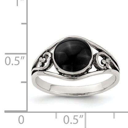 Sterlingsilber Antikisiert Schwarz Achat Ring