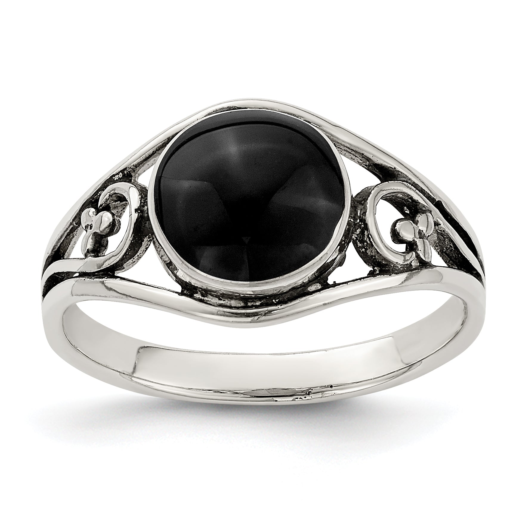 Sterlingsilber Antikisiert Schwarz Achat Ring