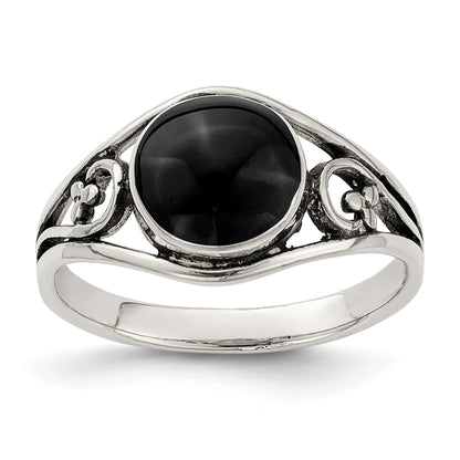 Sterlingsilber Antikisiert Schwarz Achat Ring