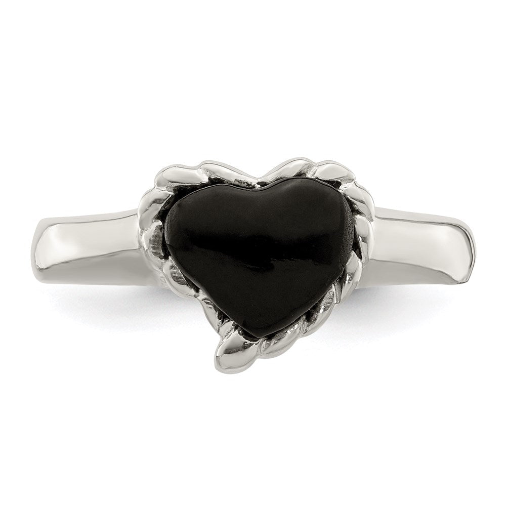 Sterlingsilber Onyx Herz Ring