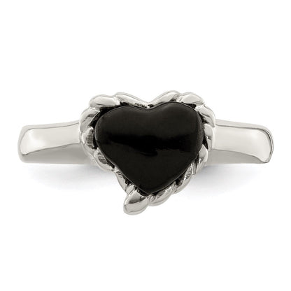 Sterlingsilber Onyx Herz Ring