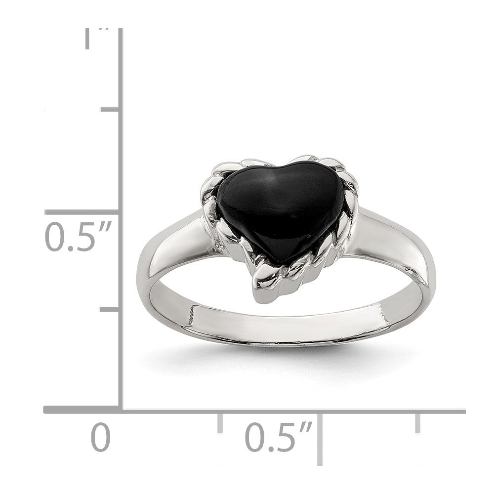 Sterlingsilber Onyx Herz Ring