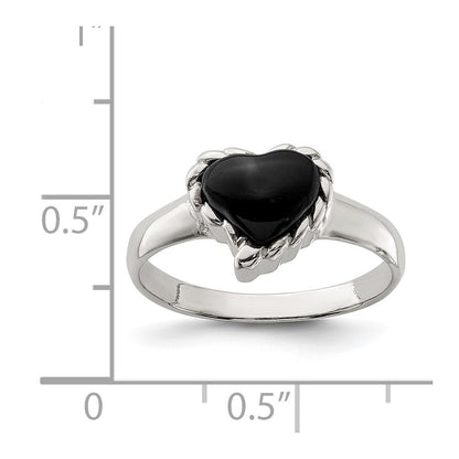 Sterlingsilber Onyx Herz Ring