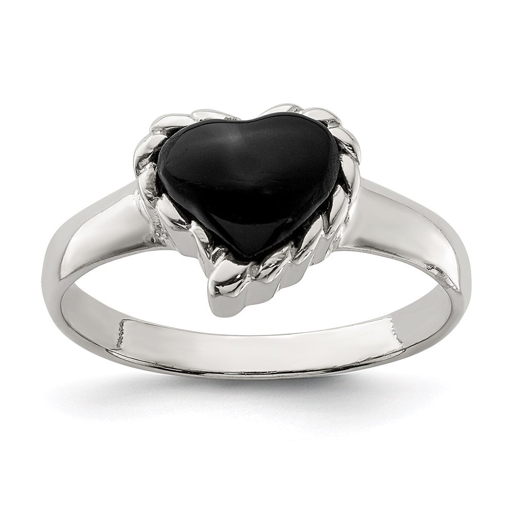 Sterlingsilber Onyx Herz Ring