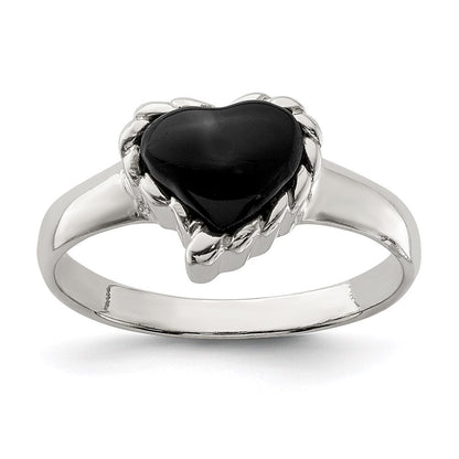 Sterlingsilber Onyx Herz Ring