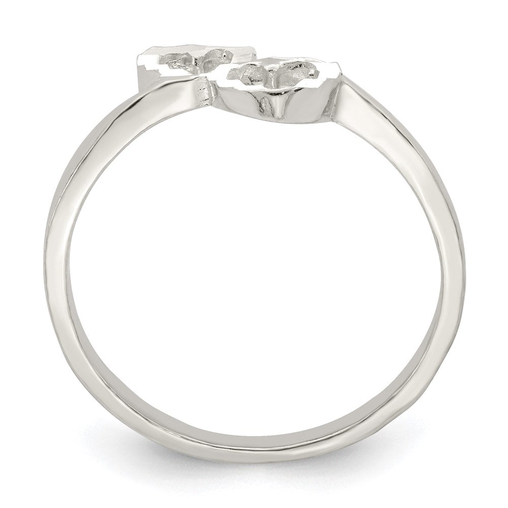 Sterlingsilber Diamantiert Herz Ring (size 7 Nur)