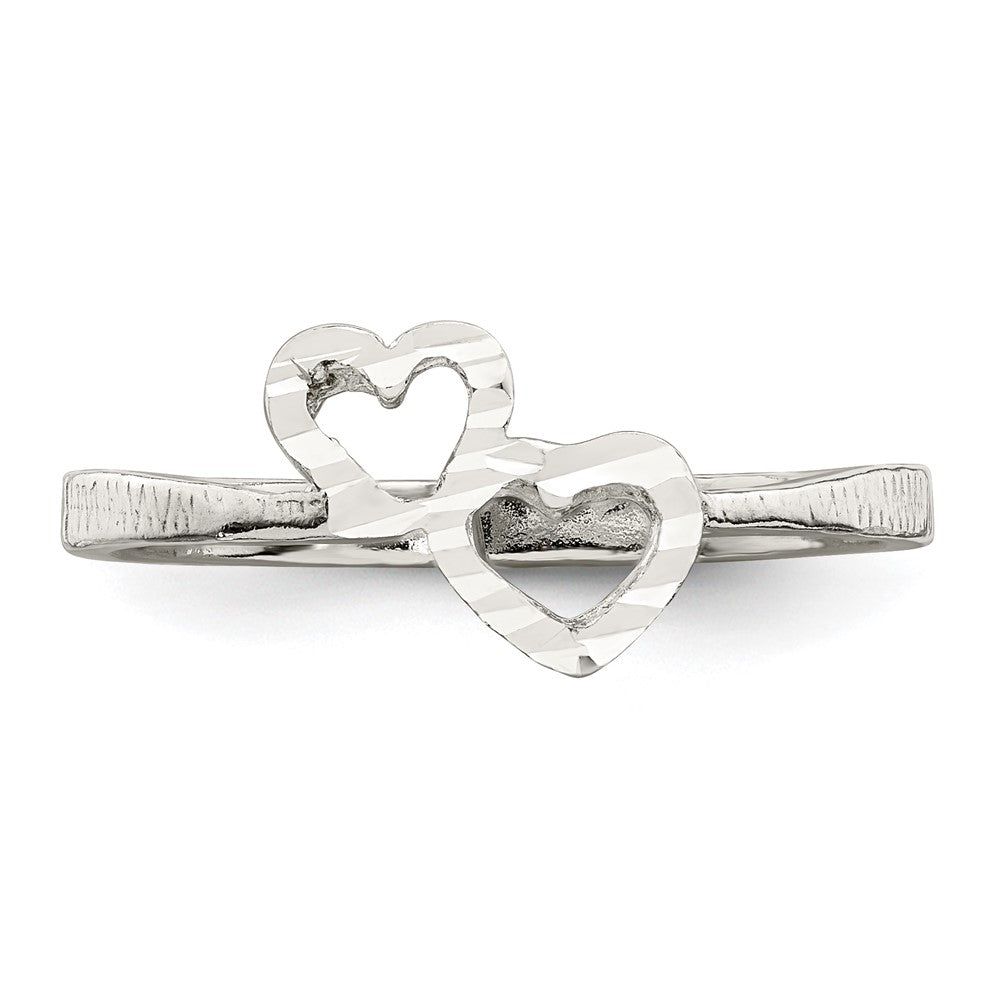 Sterlingsilber Diamantiert Herz Ring (size 7 Nur)