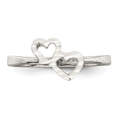 Sterlingsilber Diamantiert Herz Ring (size 7 Nur)
