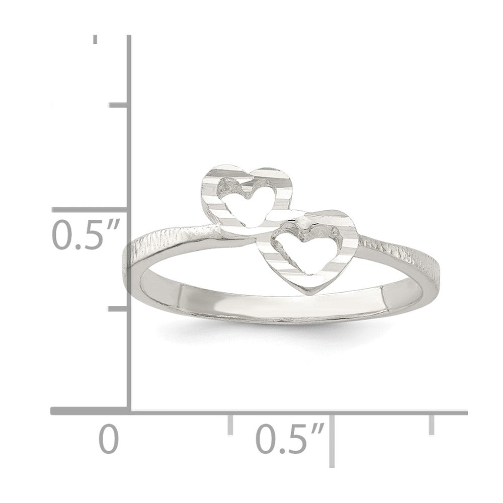 Sterlingsilber Diamantiert Herz Ring (size 7 Nur)