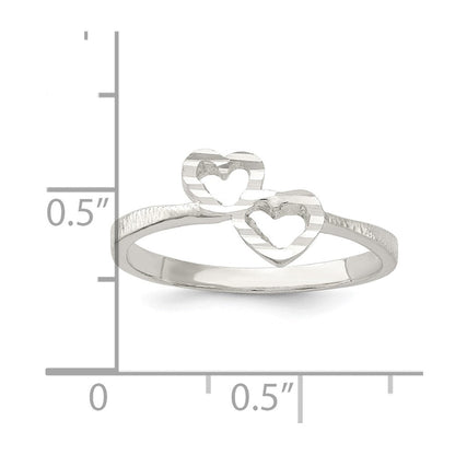 Sterlingsilber Diamantiert Herz Ring (size 7 Nur)