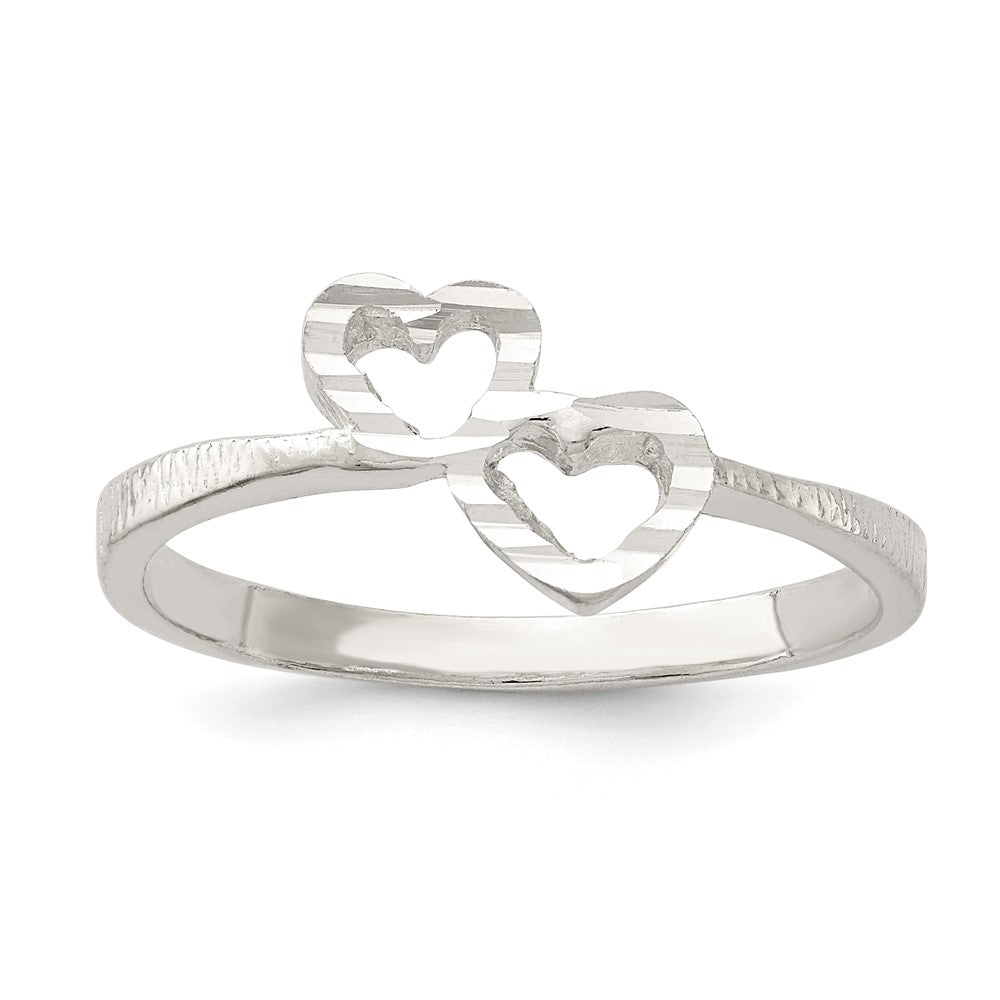 Sterlingsilber Diamantiert Herz Ring (size 7 Nur)