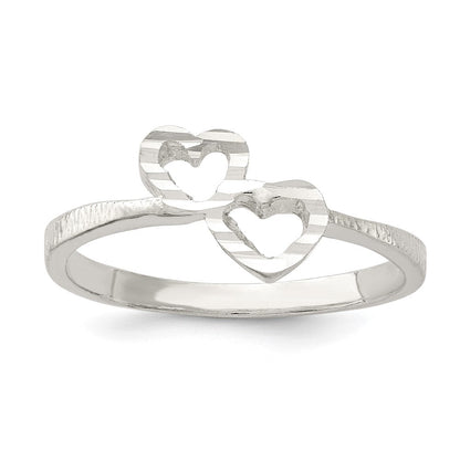 Sterlingsilber Diamantiert Herz Ring (size 7 Nur)