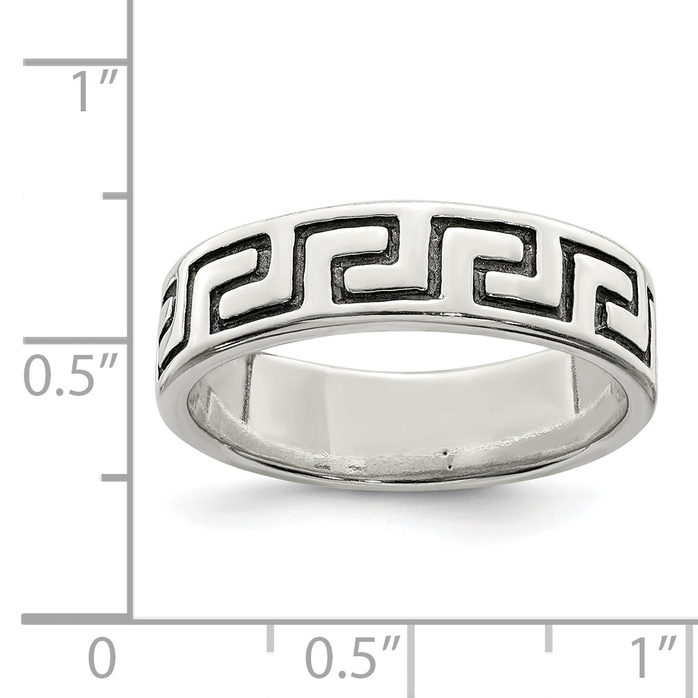 Sterlingsilber Antikisiert Greek Key Ring