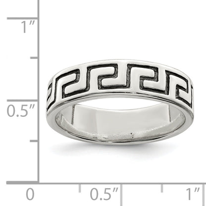 Sterlingsilber Antikisiert Greek Key Ring