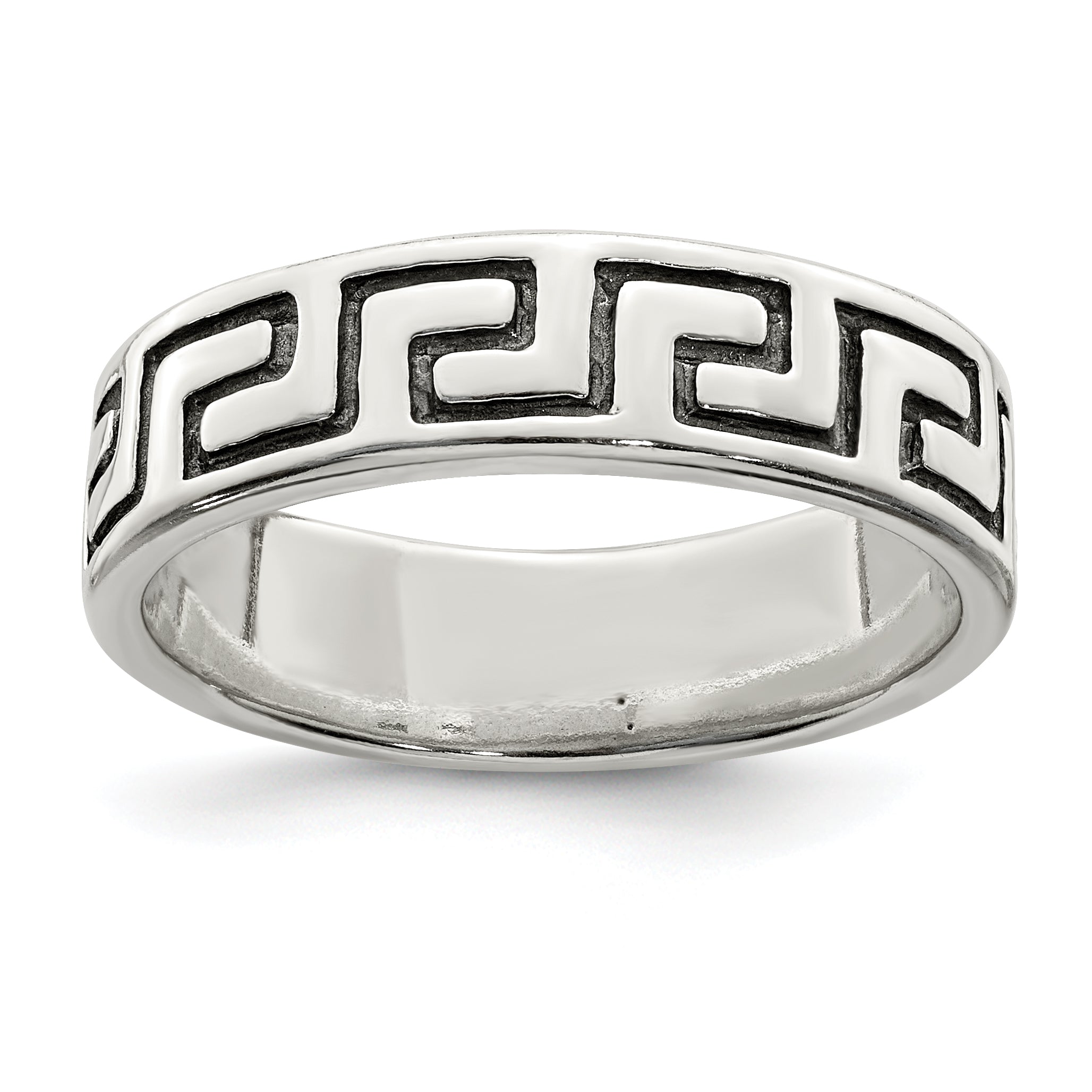 Sterlingsilber Antikisiert Greek Key Ring