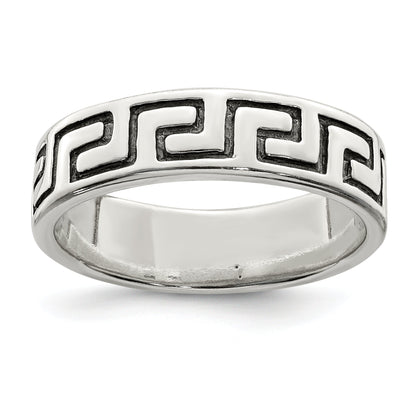 Sterlingsilber Antikisiert Greek Key Ring