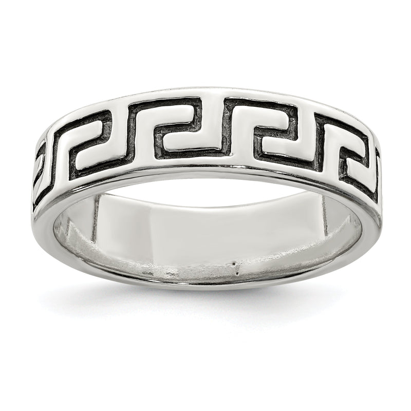 Sterlingsilber Antikisiert Greek Key Ring